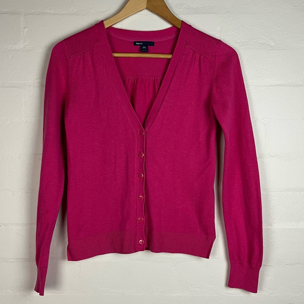 Gap Kids sz XXL (14-16) girls Cardigan Pink Longsleeve barbiecore cotton blend - Picture 2 of 11